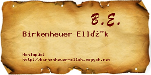 Birkenheuer Ellák névjegykártya
